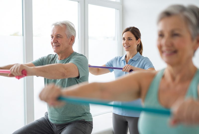 Physiotherapeutische Übung mit Gymnastikband